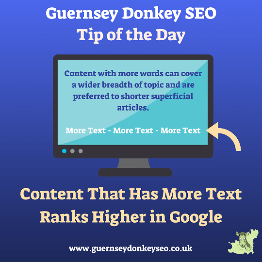 Content with more text ranks higher in Google