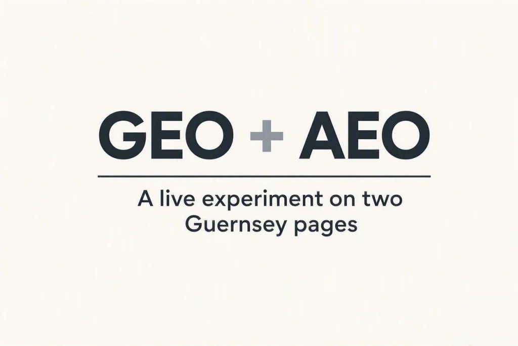 GEO and AEO. A Live Experiment on Two Guernsey Pages